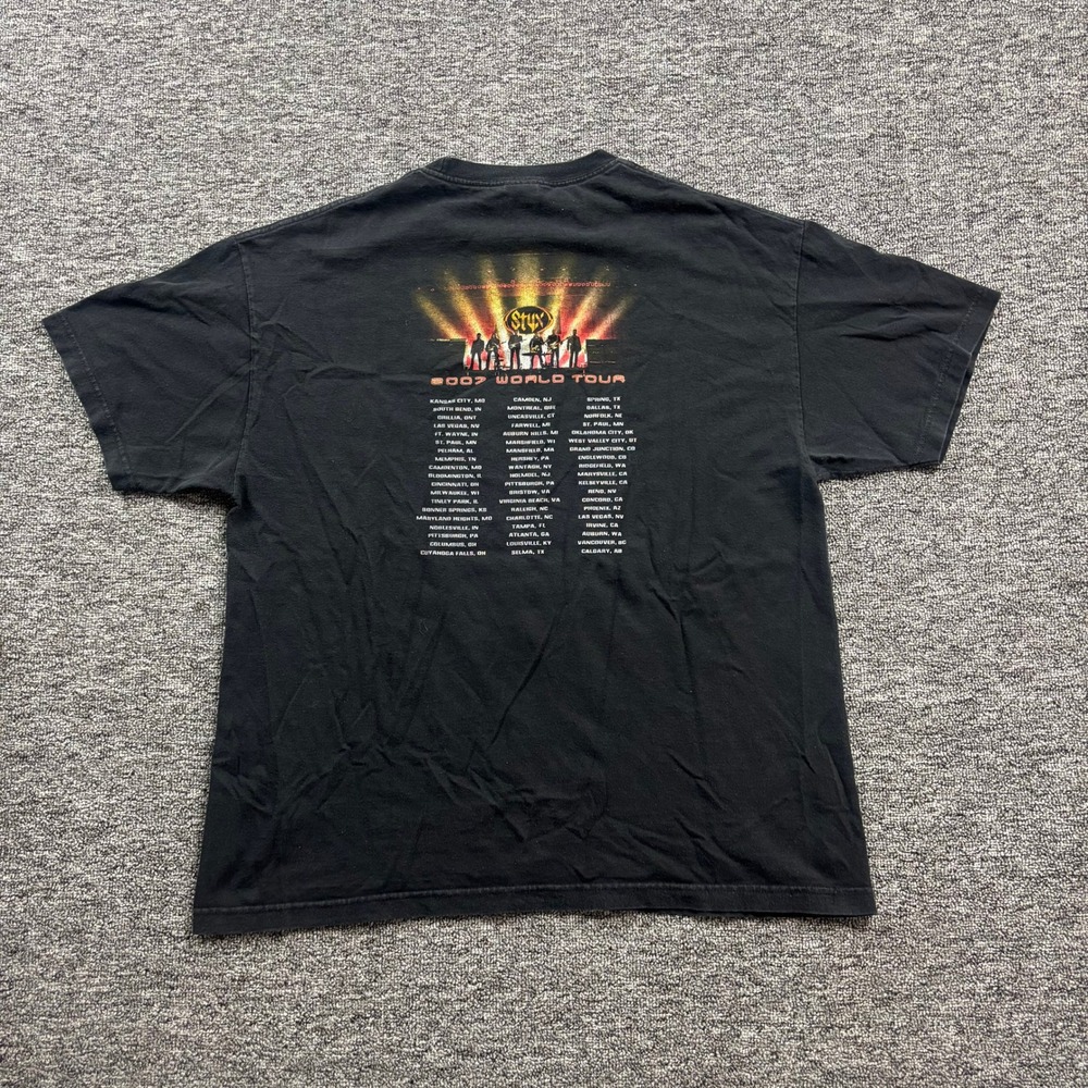 Y2K 2000s Styx Grunge‎ Rock Band Tour Graphic Black T Shirt Size XL - Picture 5 of 6